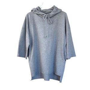 Zara Gray Hooded Short Sleeve Top Size Medium